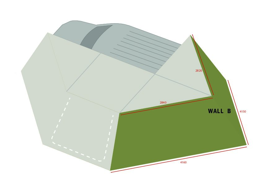 3d version of Passenger B wall awning dimensions